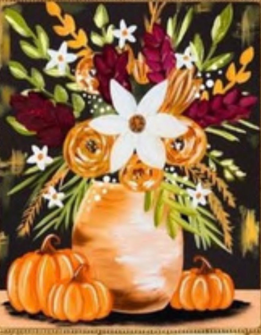 Fall Floral Pumpkin Vase Paint Kit
