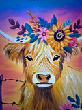 Floral Highland Cow Paint Kit