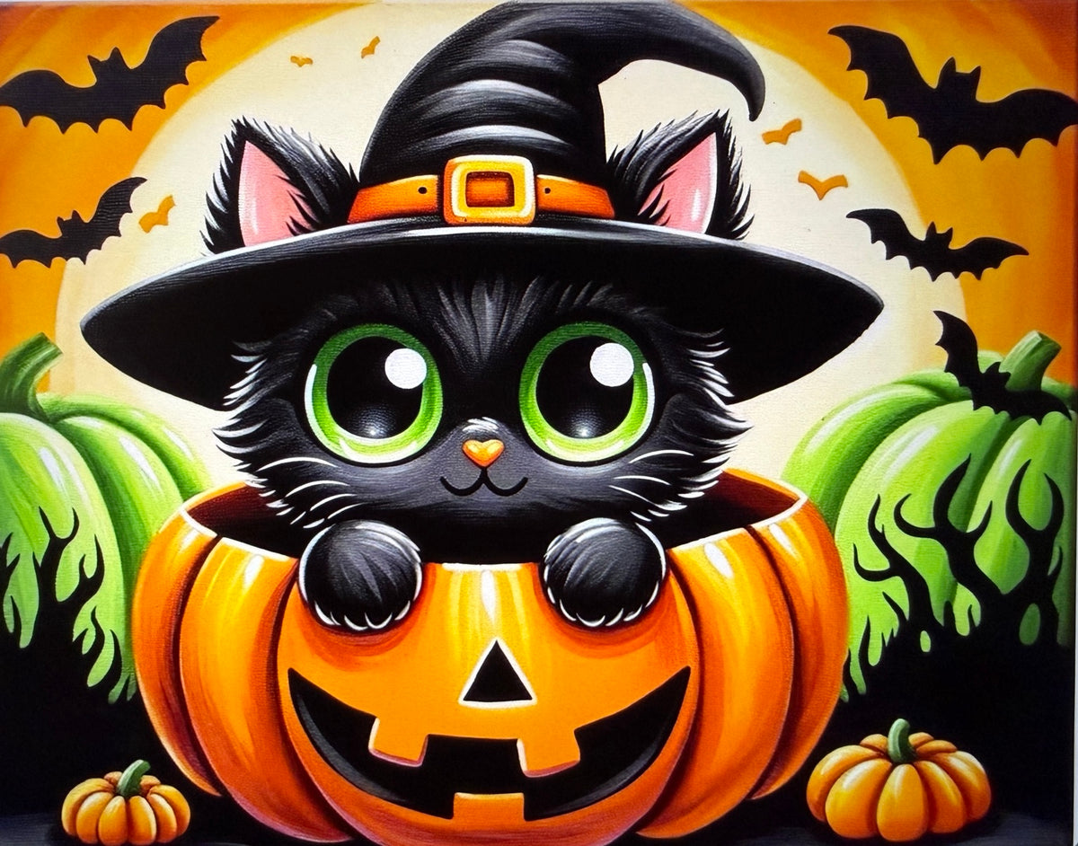 Witch Cat Pumpkin Paint Kit